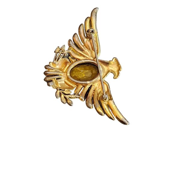 Vintage Early Glass & Rhinestone Eagle Brooch (A2711) - Picture 5 of 6